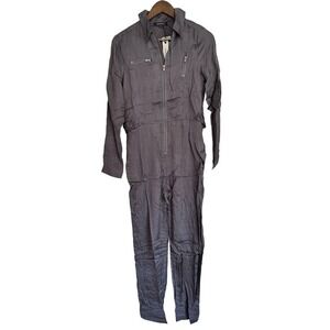 OLIVACEOUS One-Piece Jumpsuit Satin Silky Oreo Gray Womens Small Coveralls